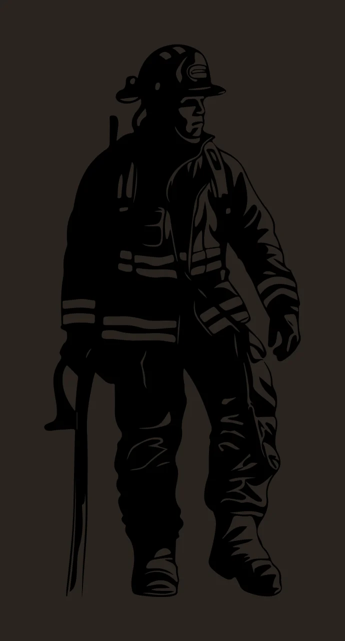 Firefighter In Uniform Standing Illustration helmet protective contrast preview thumbnail