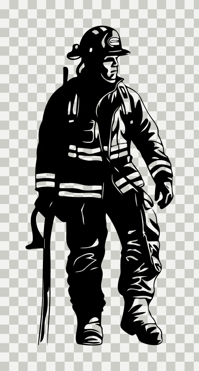 Firefighter In Uniform Standing Illustration helmet protective transparency and detail preview thumbnail