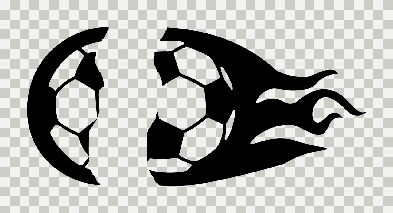 Soccer Split Ball With Flame Silhouette moving fire black sport transparency and detail preview thumbnail