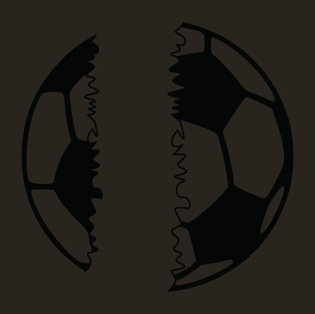 Soccer Split Black And White Ball With Jagged splitting edges contrast preview thumbnail