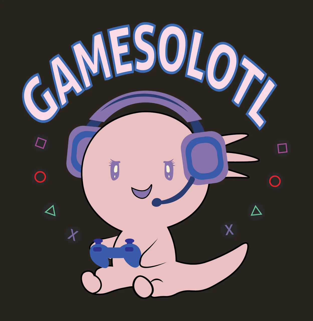 Gamesolotl Text With Creature Silhouette and Headphones on contrast preview thumbnail