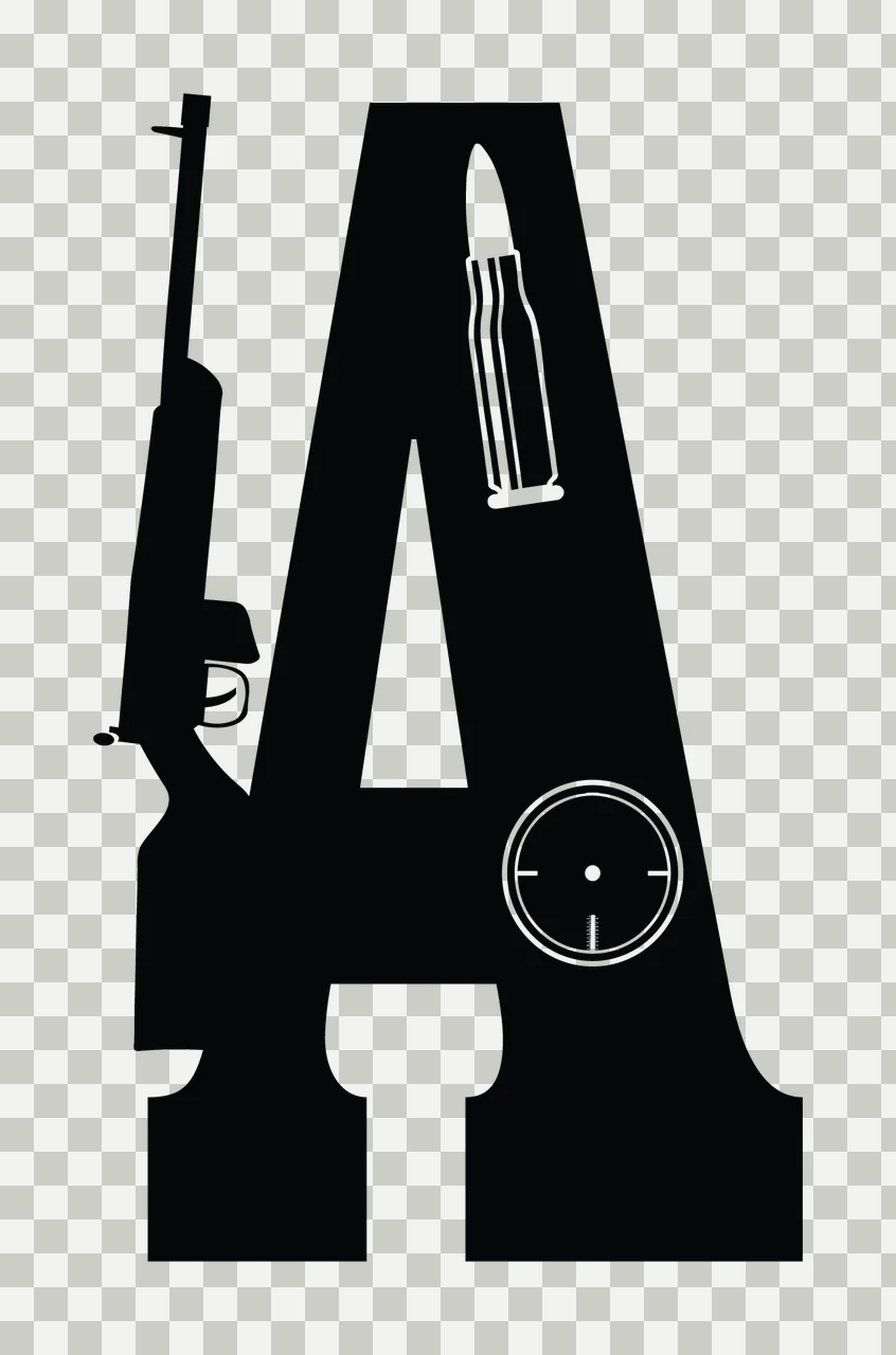 Gun Alphabet Character 27 scalable logo design icon transparency and detail preview thumbnail