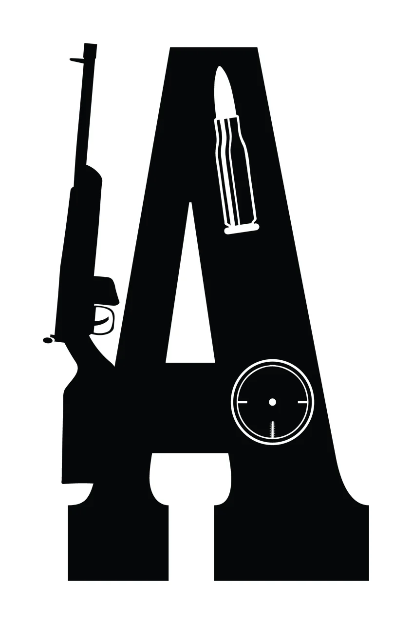 Gun Alphabet Character 27 scalable logo design icon