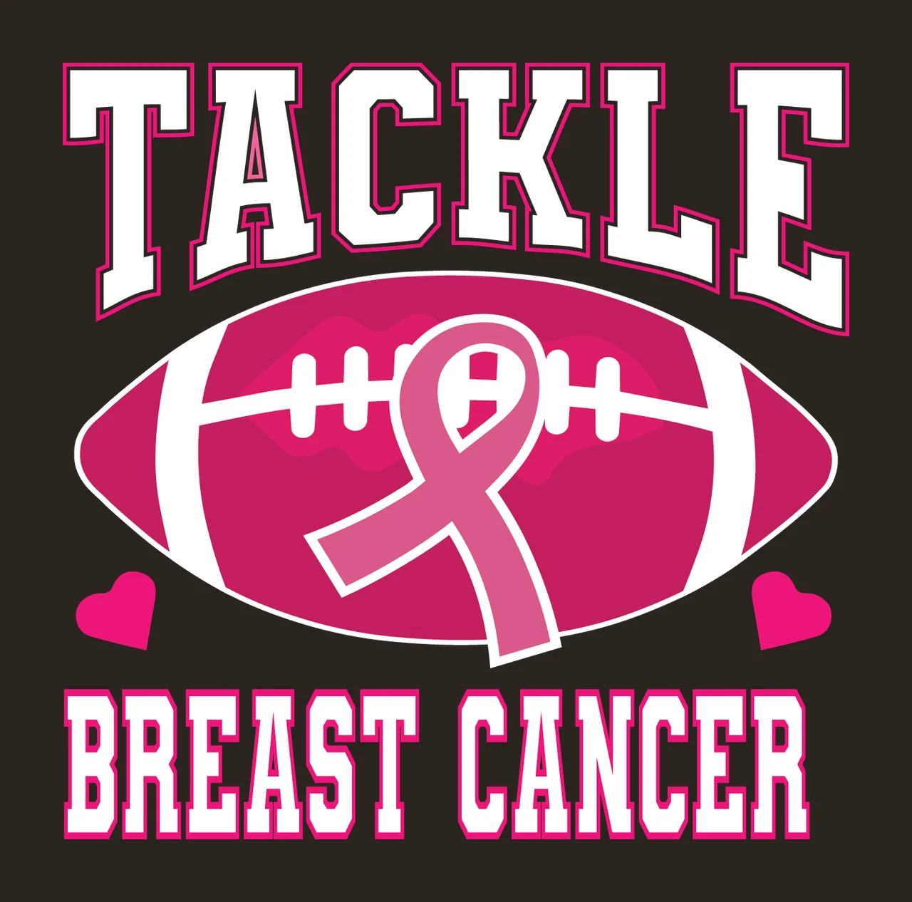 Tackle Breast Cancer Football Graphic hearts typography black contrast preview thumbnail