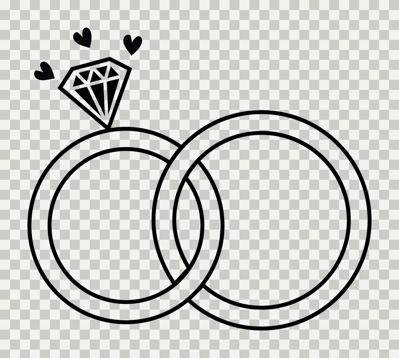 Wedding Rings With Diamond And Hearts In Black transparency and detail preview thumbnail