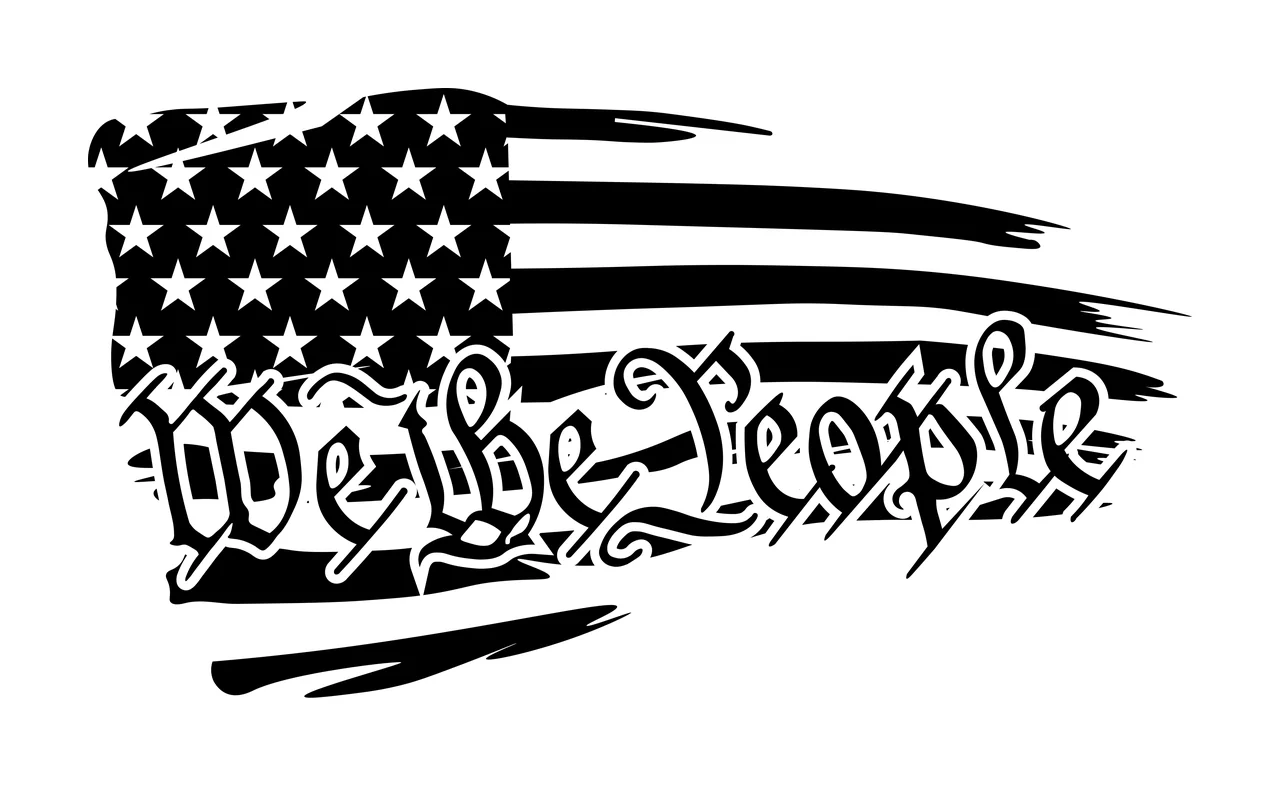 We The People Distressed Flag Graphic waving stripes stars