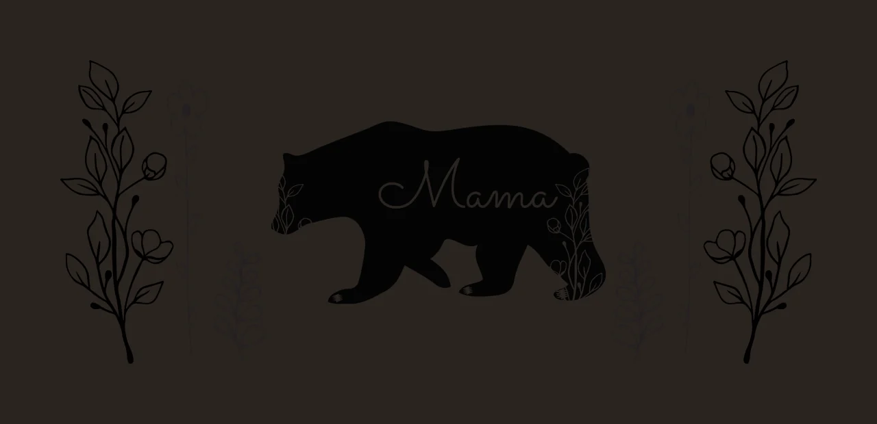 Can Glass Wrap Mama Bear Silhouette With Floral walking flowers contrast preview thumbnail