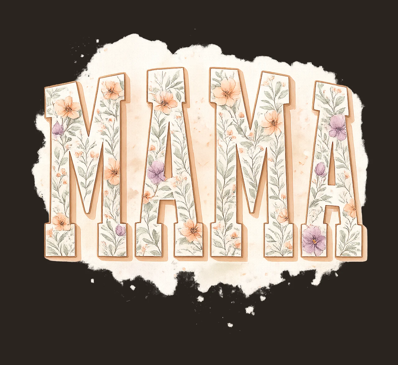 Mama Floral Wild Flower Clip Art Printable Design Mother Day contrast preview thumbnail