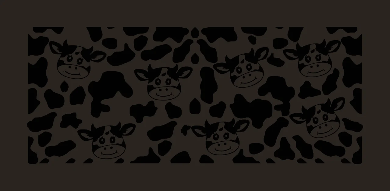 Cow Can Glass Wrap Heads And Spots Pattern head cartoon black contrast preview thumbnail
