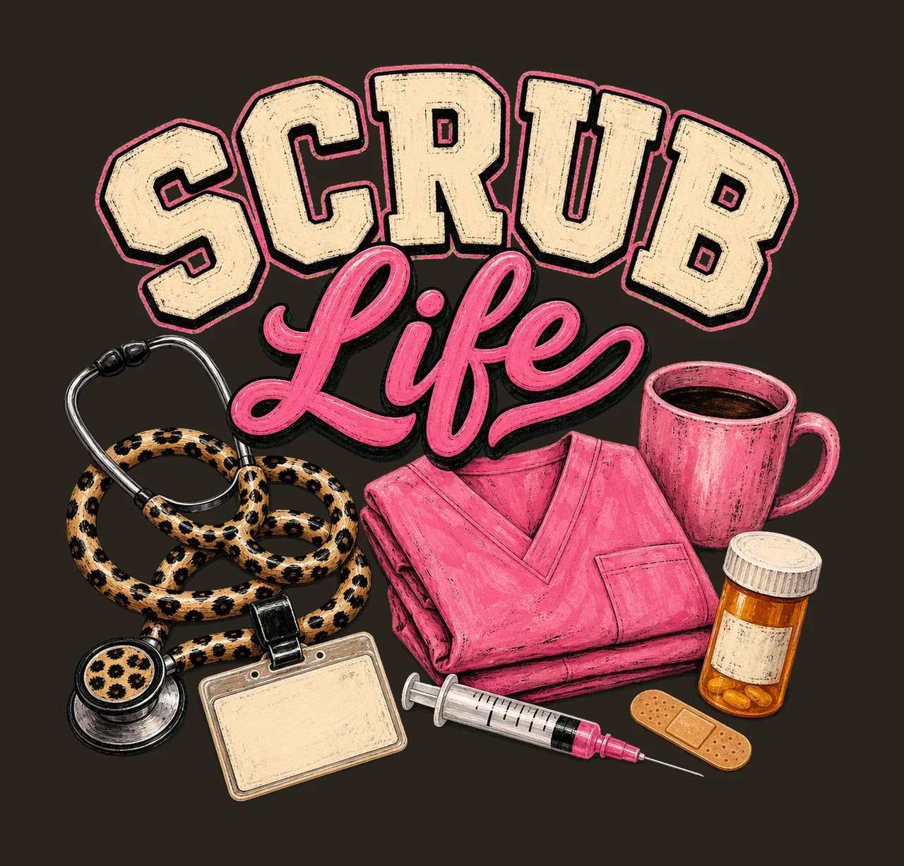 Scrub Life Leopard Nurse Shirt Design Variation A contrast preview thumbnail