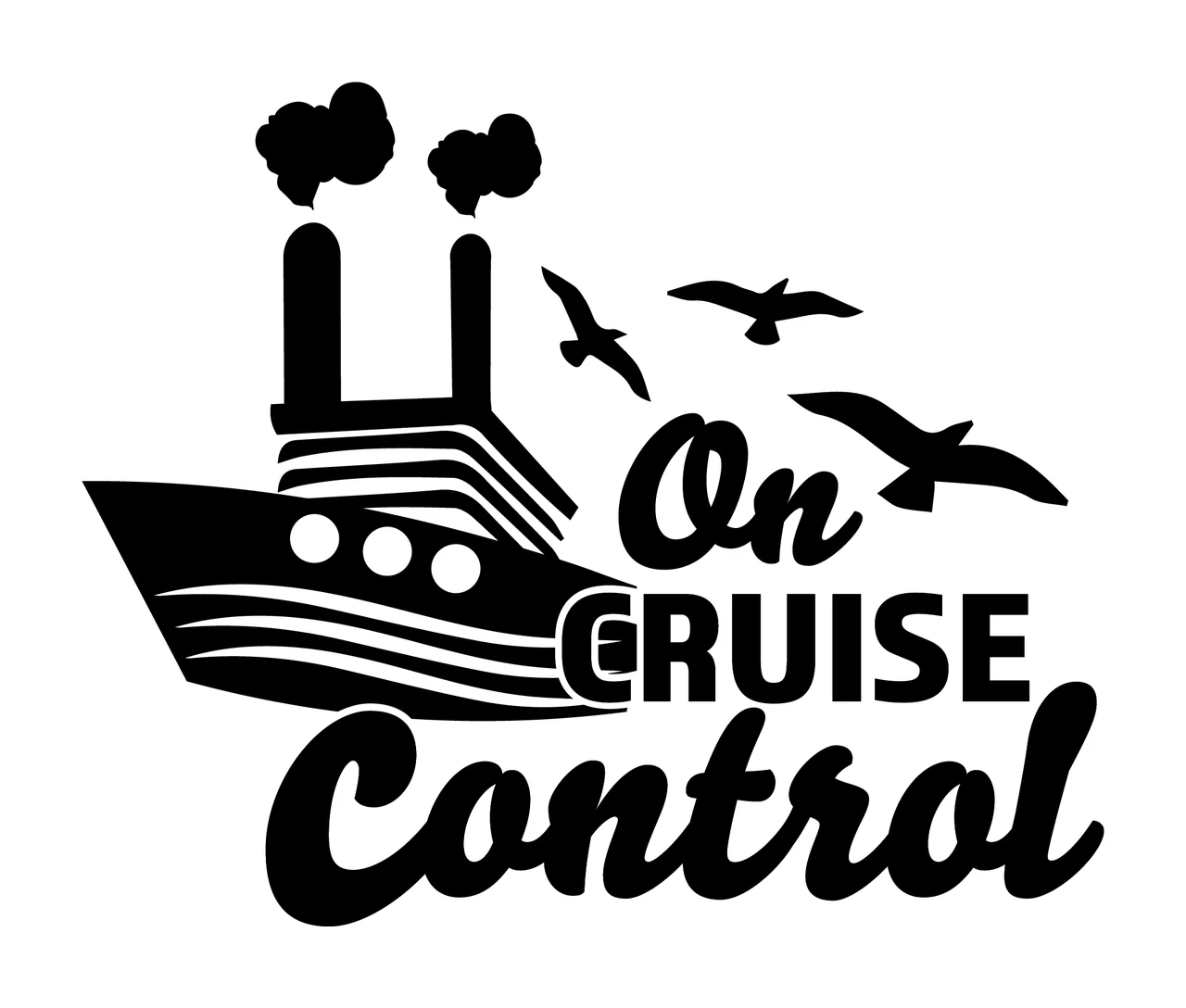 Ship Sailing With Travel And Silhouette In Black