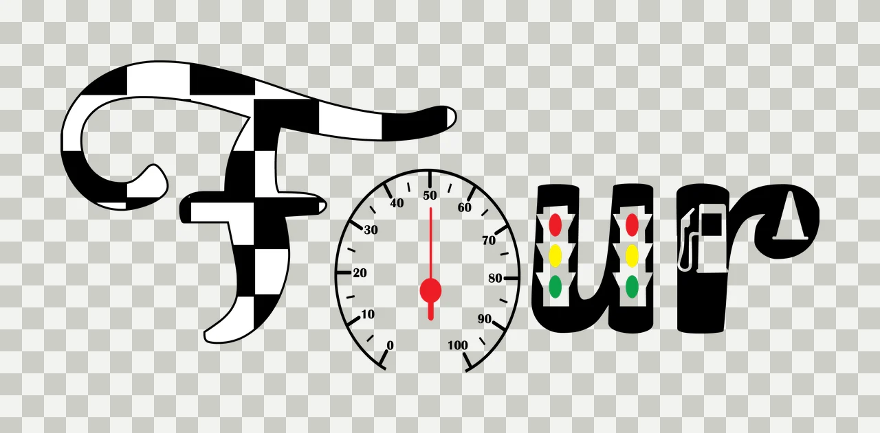 Four Black Text With Gauge Traffic Light display pump white transparency and detail preview thumbnail