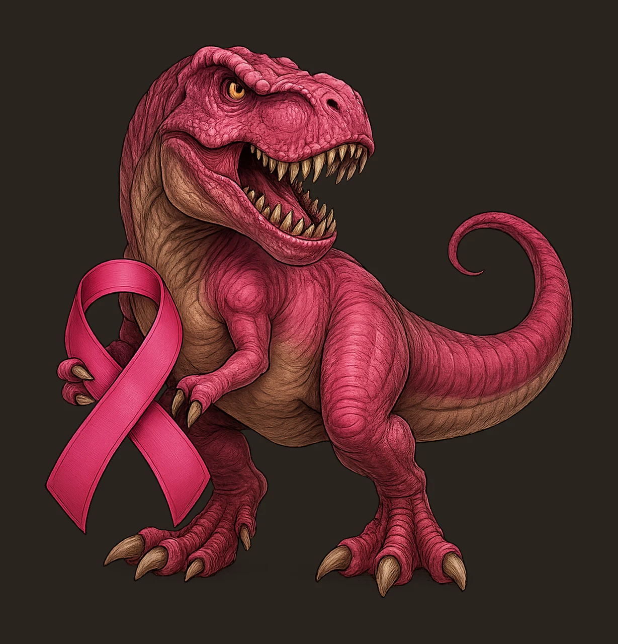 Pink Rex Breast Cancer Awareness Dinosaur Pink Ribbon Design contrast preview thumbnail
