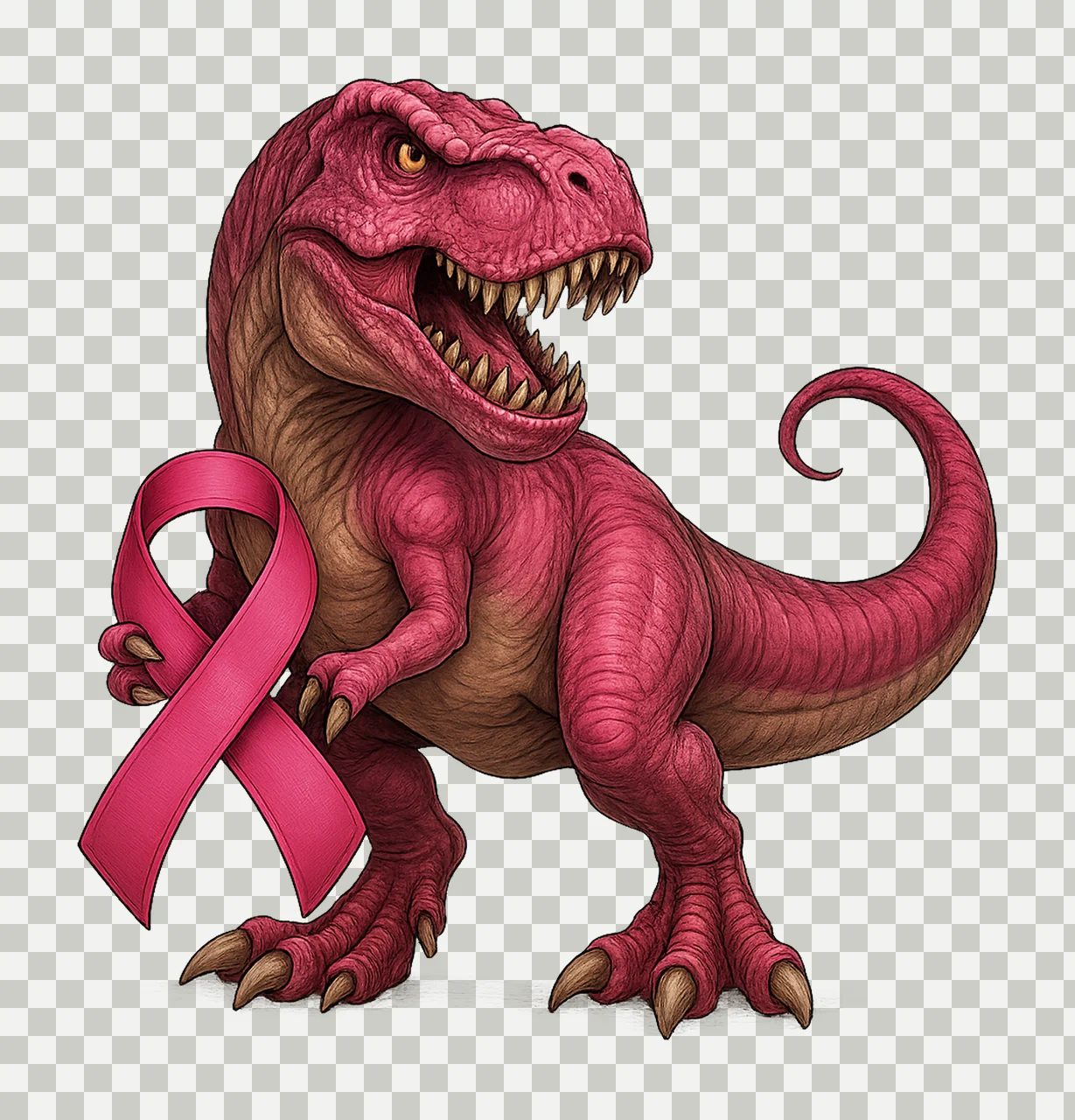 Pink Rex Breast Cancer Awareness Dinosaur Pink Ribbon Design transparency and detail preview thumbnail