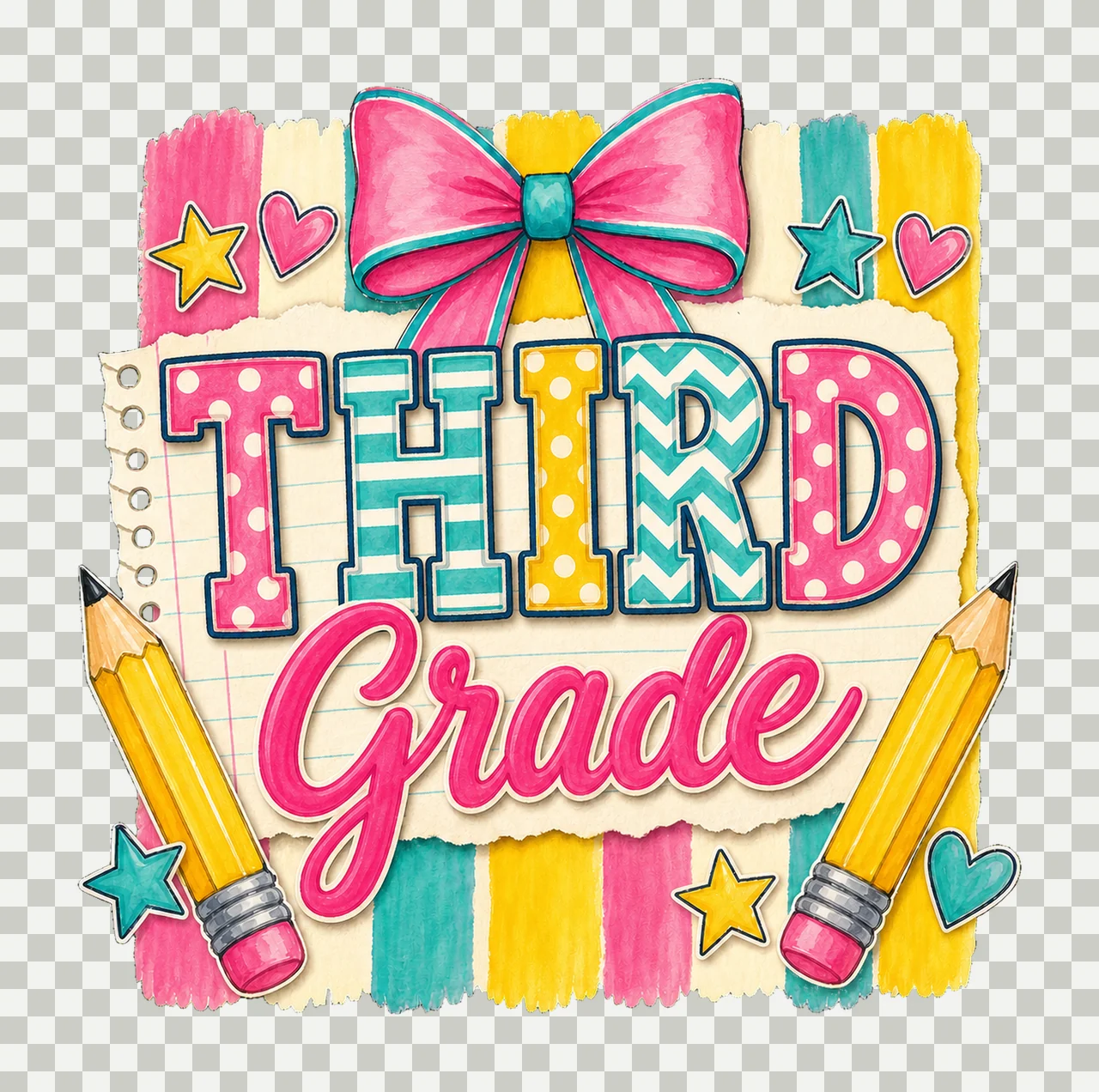 Striped Back To School Pre Kindergarten First Variation C transparency and detail preview thumbnail