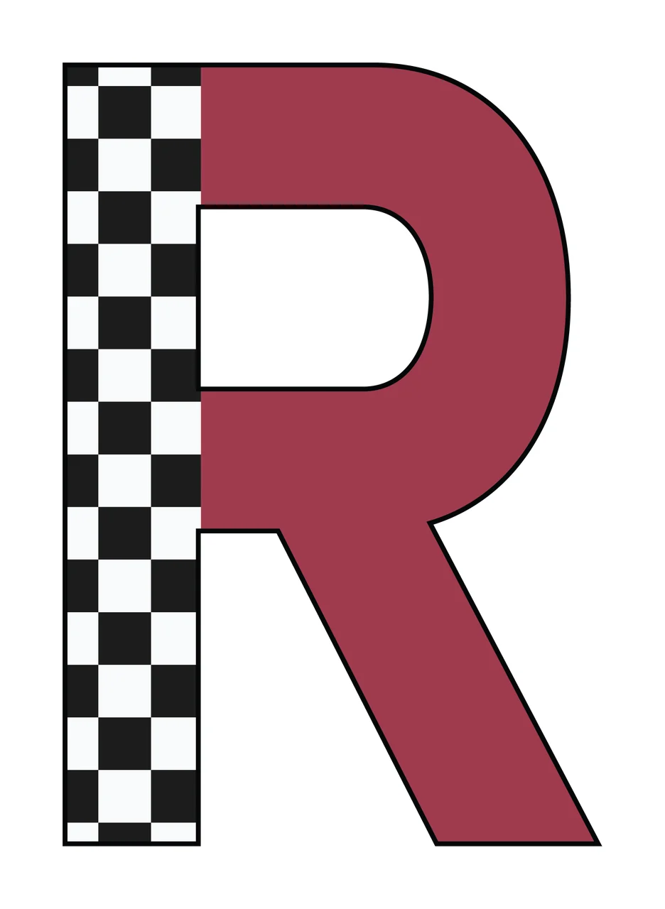 Can Glass Wrap R Checkerboard Pattern Letter