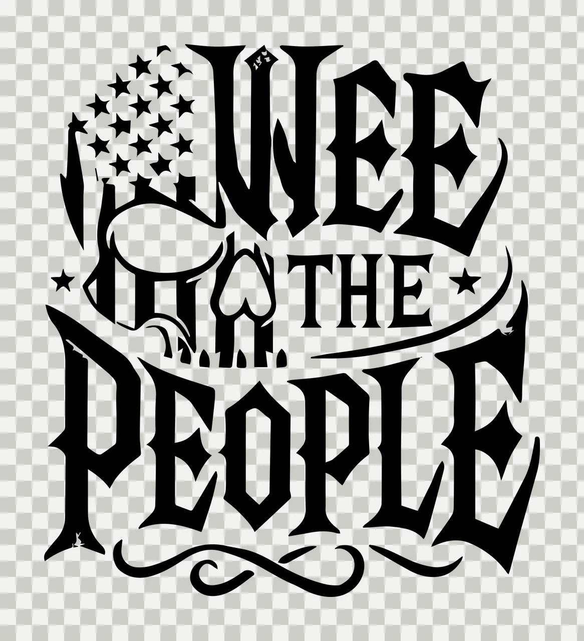 We The People Flag Typography and graphic Overlapping Stars transparency and detail preview thumbnail
