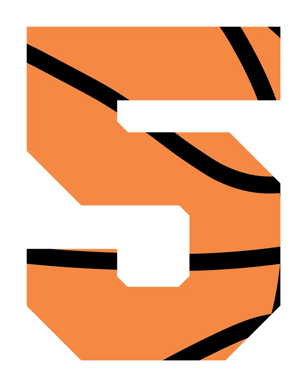 Number 5 Solid Black Numeral Five With Thin diagonal lines