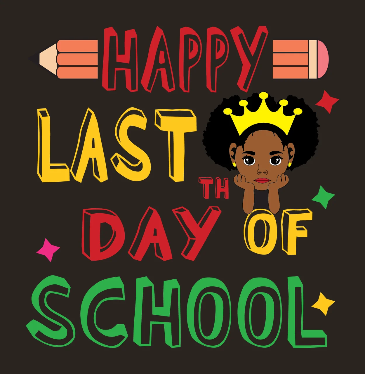 Last Of School Text displayed stars broccoli icon typography contrast preview thumbnail