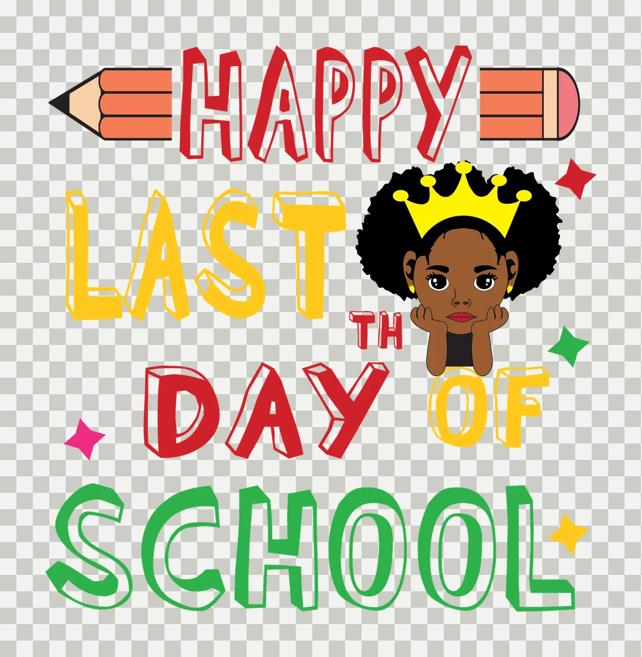 Last Of School Text displayed stars broccoli icon typography transparency and detail preview thumbnail