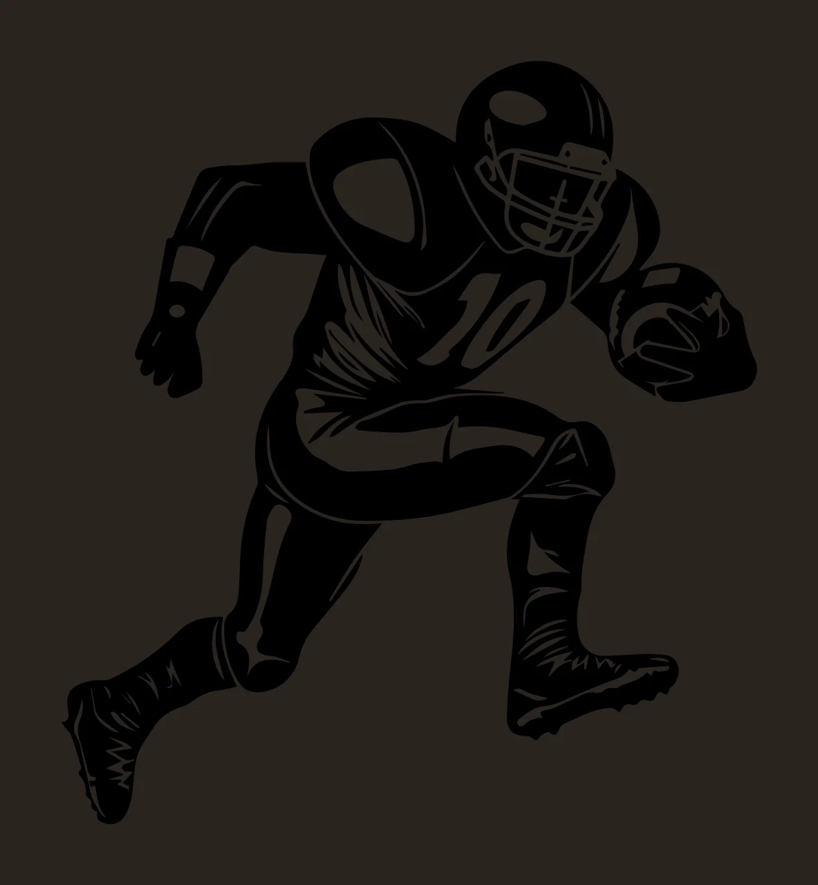 Football Player 10 Running With Number helmet padded uniform contrast preview thumbnail