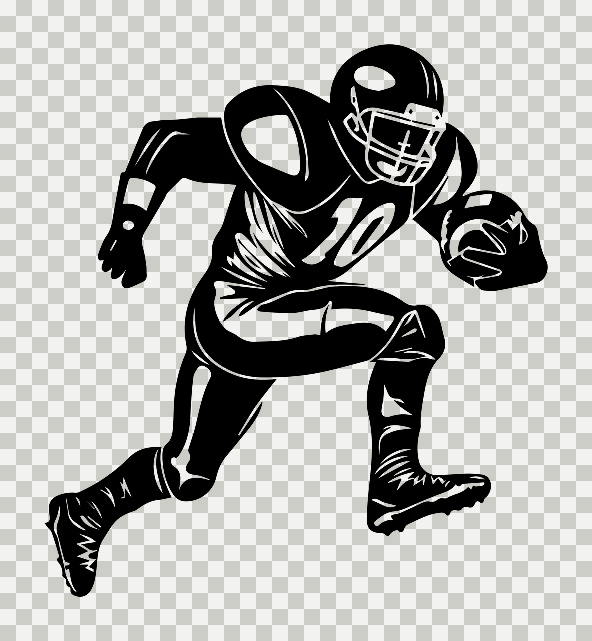 Football Player 10 Running With Number helmet padded uniform transparency and detail preview thumbnail