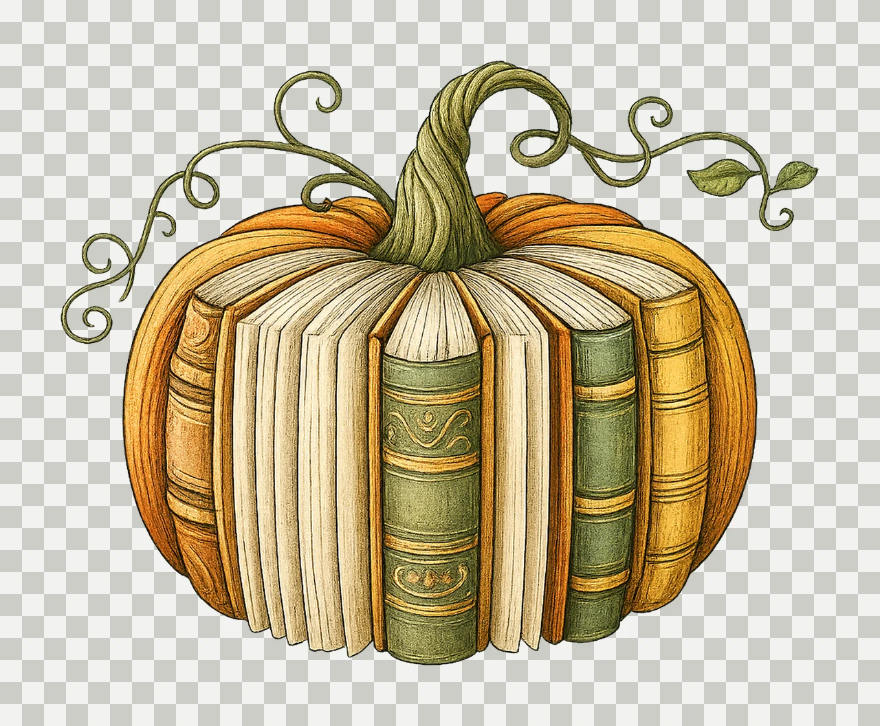 Fall Book Pumpkin Autumn Reading Design Cozy Book Lover Gift transparency and detail preview thumbnail