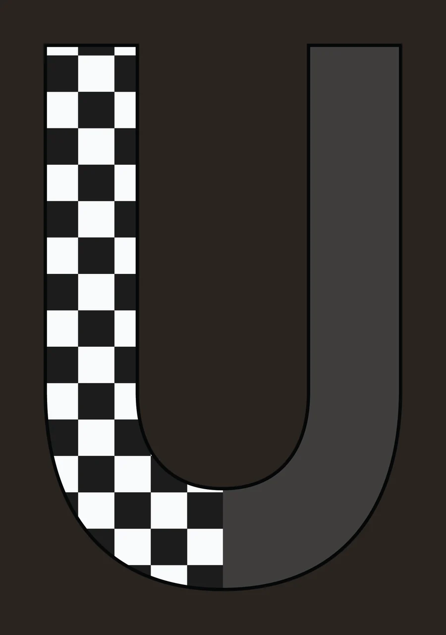 Can Glass Wrap U Letter With Checkerboard Pattern contrast preview thumbnail