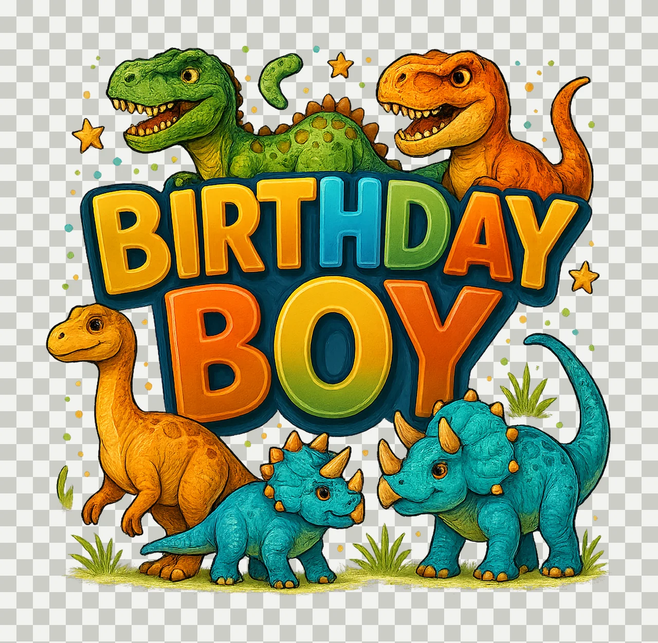Dinosaur Birthday Boy Roar Design Kids Party Shirt Dino transparency and detail preview thumbnail