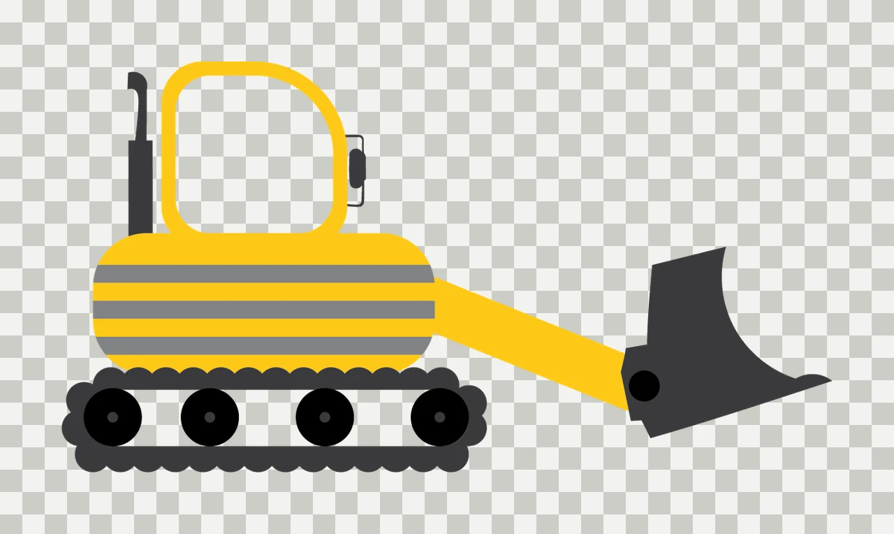 Construction Black Silhouette Of A Crawler Bulldozer Side minimalist transparency and detail preview thumbnail