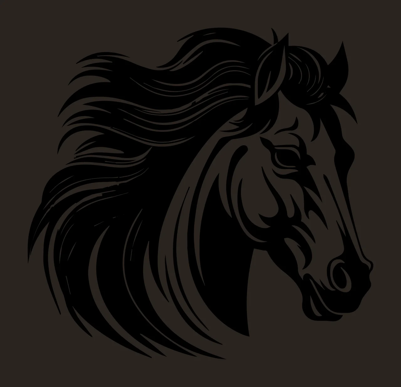 Horse Head Black And White Silhouette mane animal profile contrast preview thumbnail