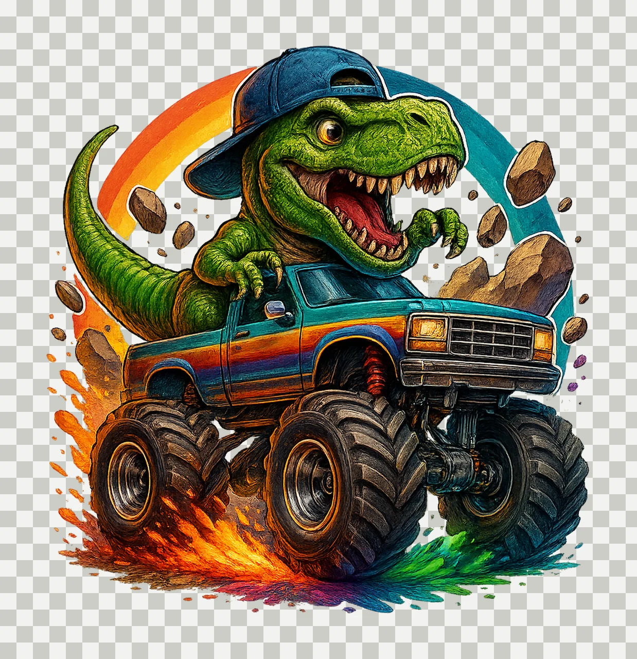 Dinosaur Monster Truck Digital Design Rex Truck Sublimation transparency and detail preview thumbnail