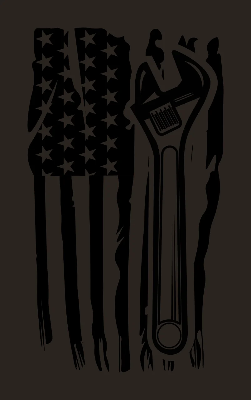 Adjustable Wrench Beside Vertical Distressed Flag parallel contrast preview thumbnail