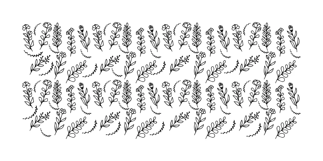 Can Glass Wrap Repeating Floral Branch Line Drawing flowers