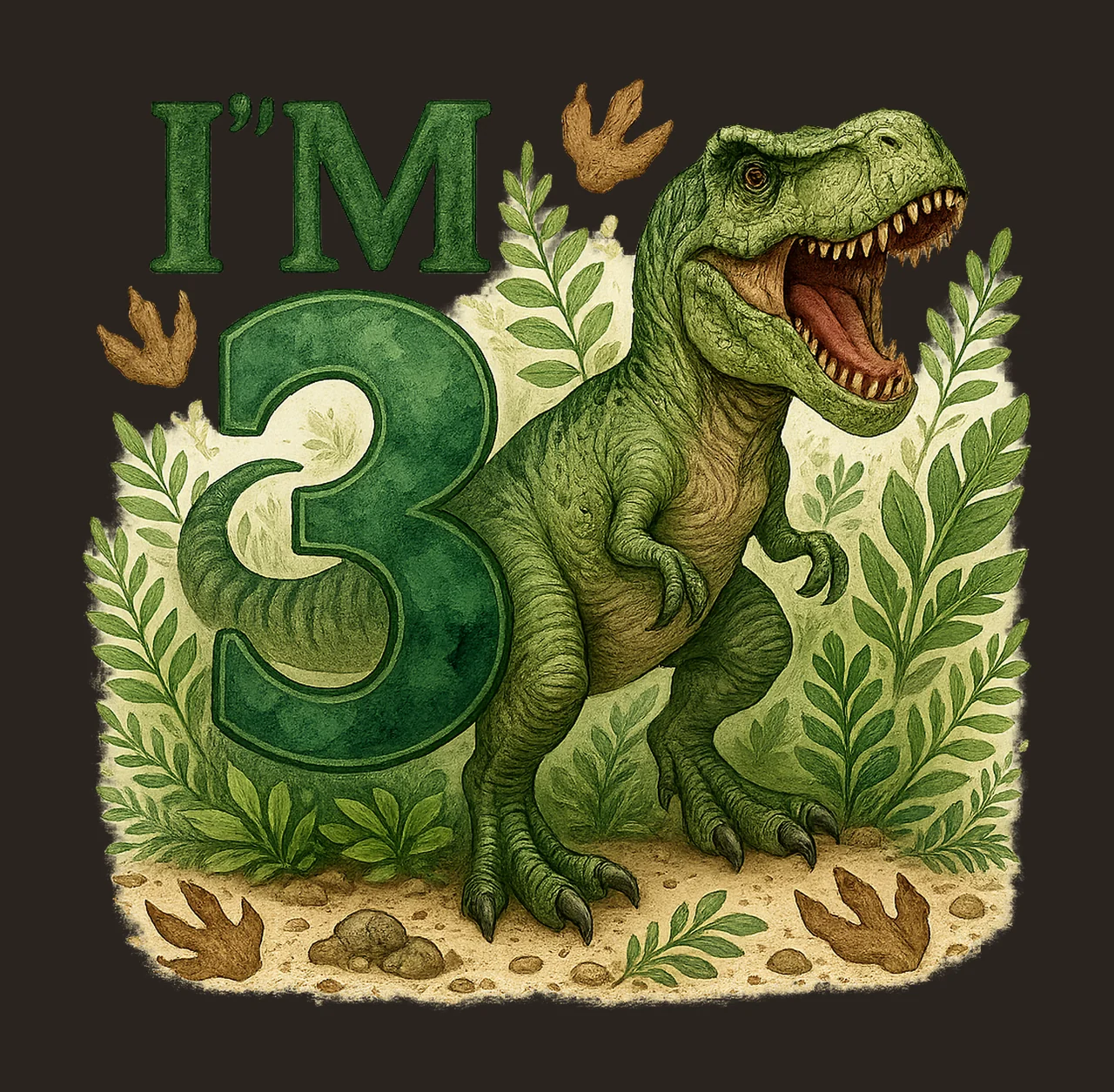 Rex Dinosaur 3rd Birthday Dino Sublimation Trex Toddler contrast preview thumbnail