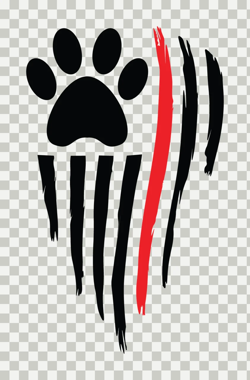 Can Glass Wrap Paw Print With Red Line transparency and detail preview thumbnail