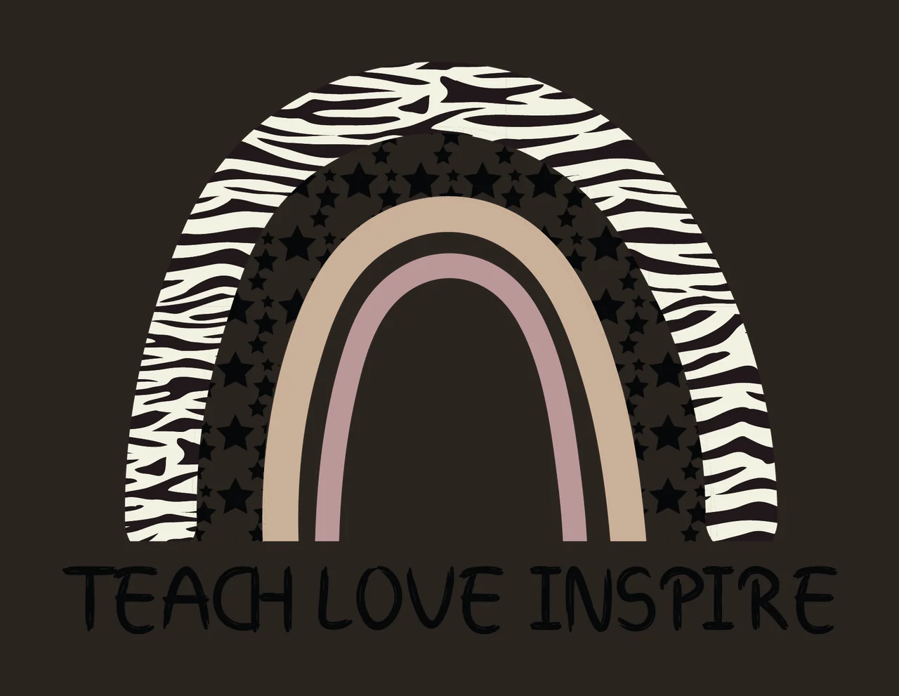 Rainbow Teach Love Inspire Star Arch stars black white slogan contrast preview thumbnail