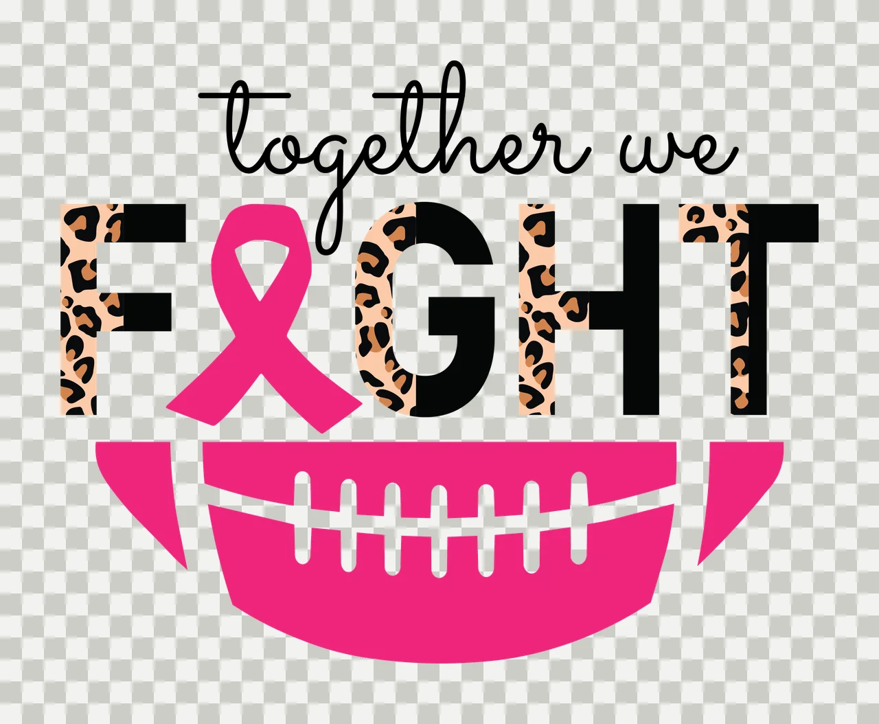 Awareness Together We Fight Typography With Football ribbon transparency and detail preview thumbnail
