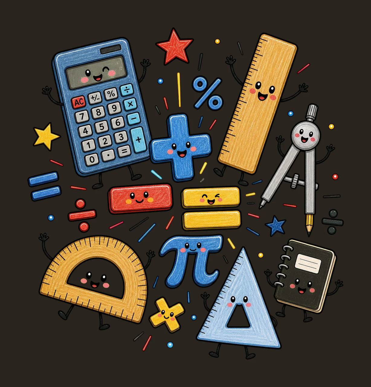 Math Teacher Doodle Characters Geometry Teacher Variation E contrast preview thumbnail