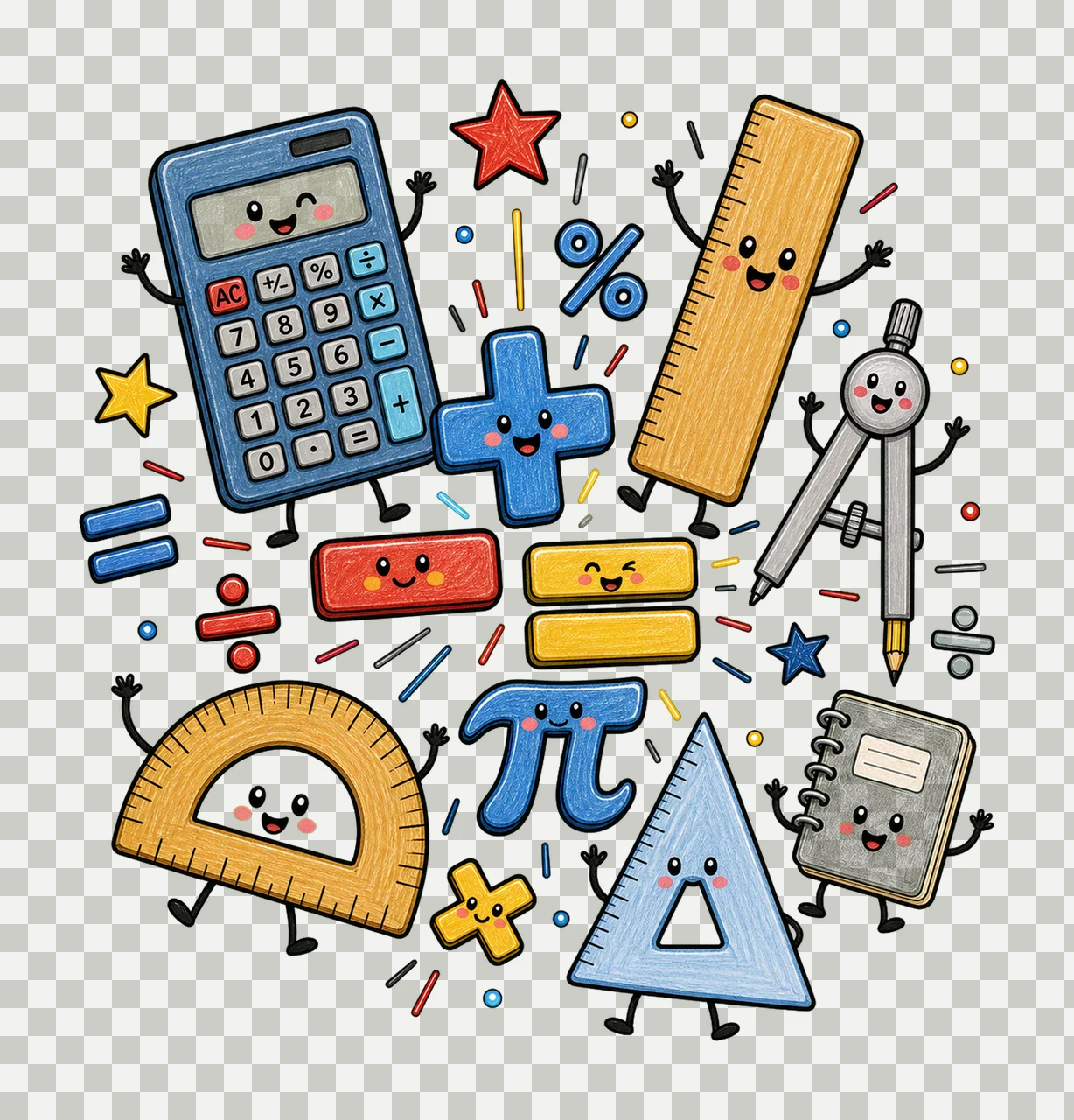 Math Teacher Doodle Characters Geometry Teacher Variation E transparency and detail preview thumbnail