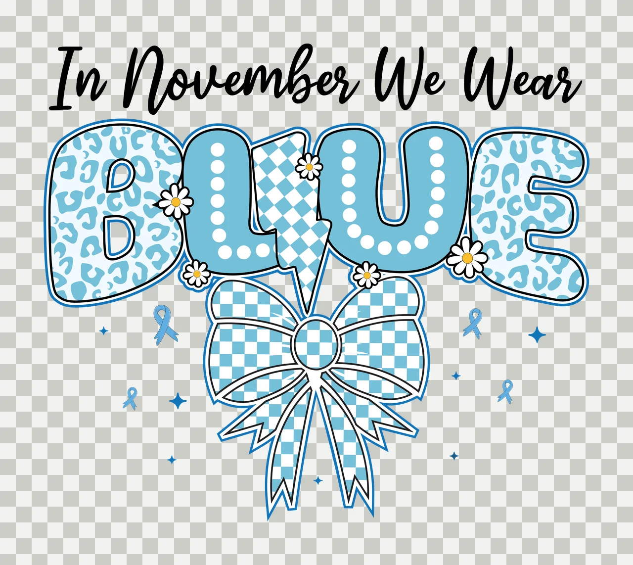In November We Wear D Text letters ribbon stars silhouette transparency and detail preview thumbnail
