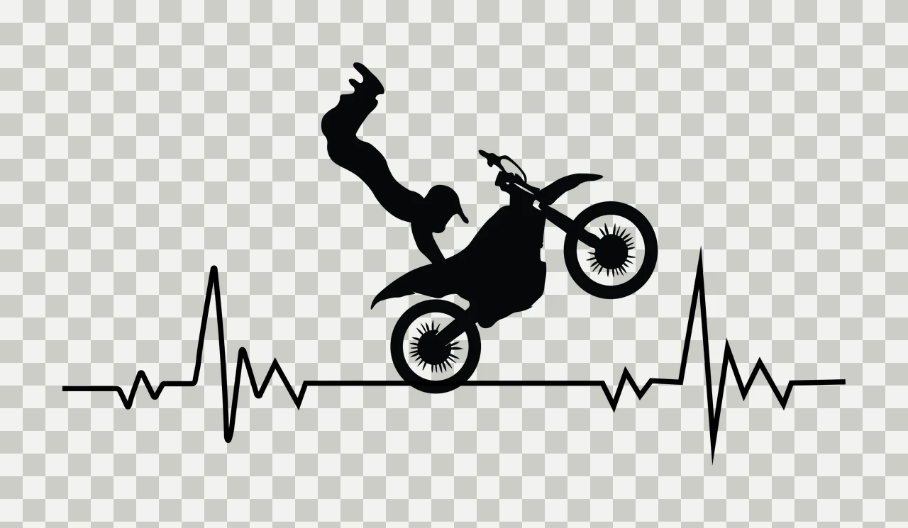 Motocross Heartbeat Line Graphic Design motorcyclist performing a transparency and detail preview thumbnail