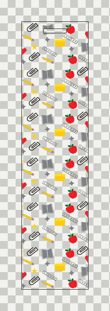 School Supplies Icons Vertical Pattern apple ruler pencil book transparency and detail preview thumbnail
