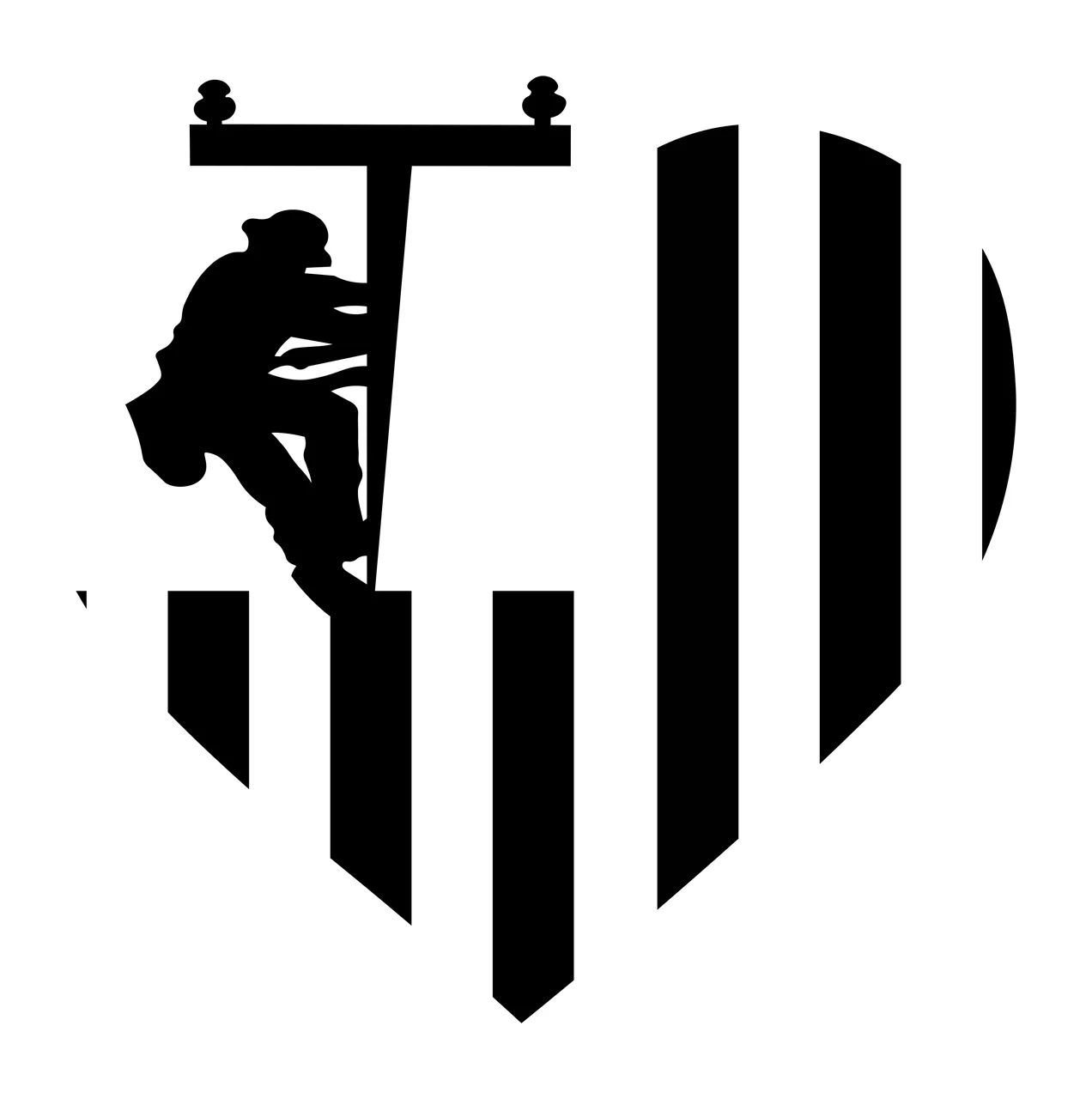 Lineman Silhouette Inside A Heart Shape With Vertical climbing