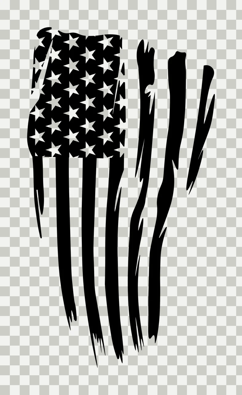 Black Flag Distressed With Stars And Vertical Stripes waving transparency and detail preview thumbnail