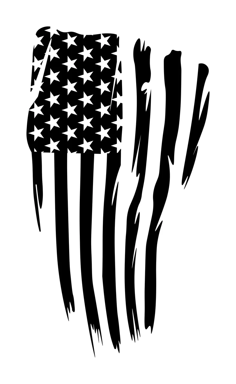 Black Flag Distressed With Stars And Vertical Stripes waving