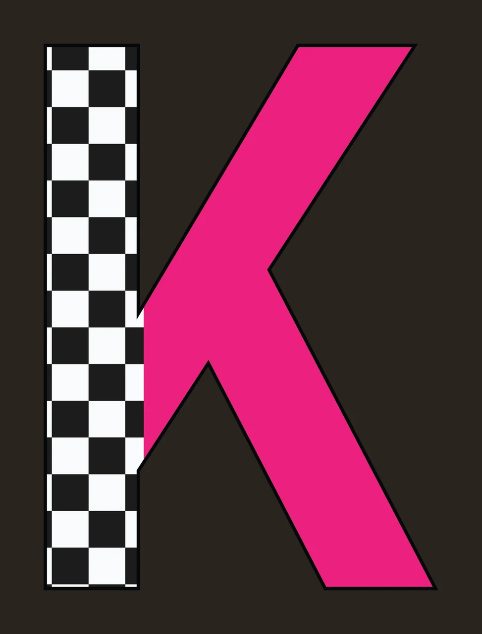 Can Glass Wrap K Letter With Checkered Pattern contrast preview thumbnail