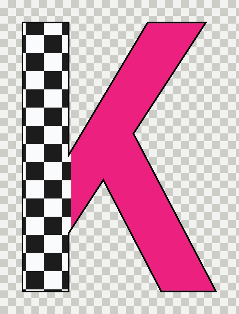Can Glass Wrap K Letter With Checkered Pattern transparency and detail preview thumbnail