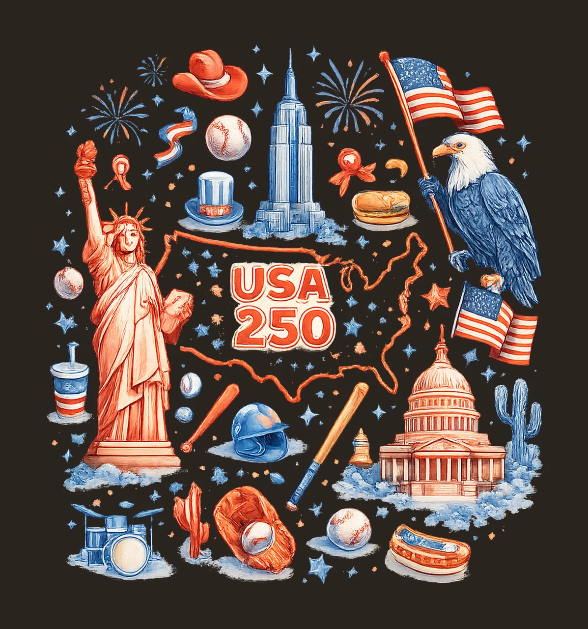 250 Years of Freedom Frog USA 250th Anniversary Design contrast preview thumbnail