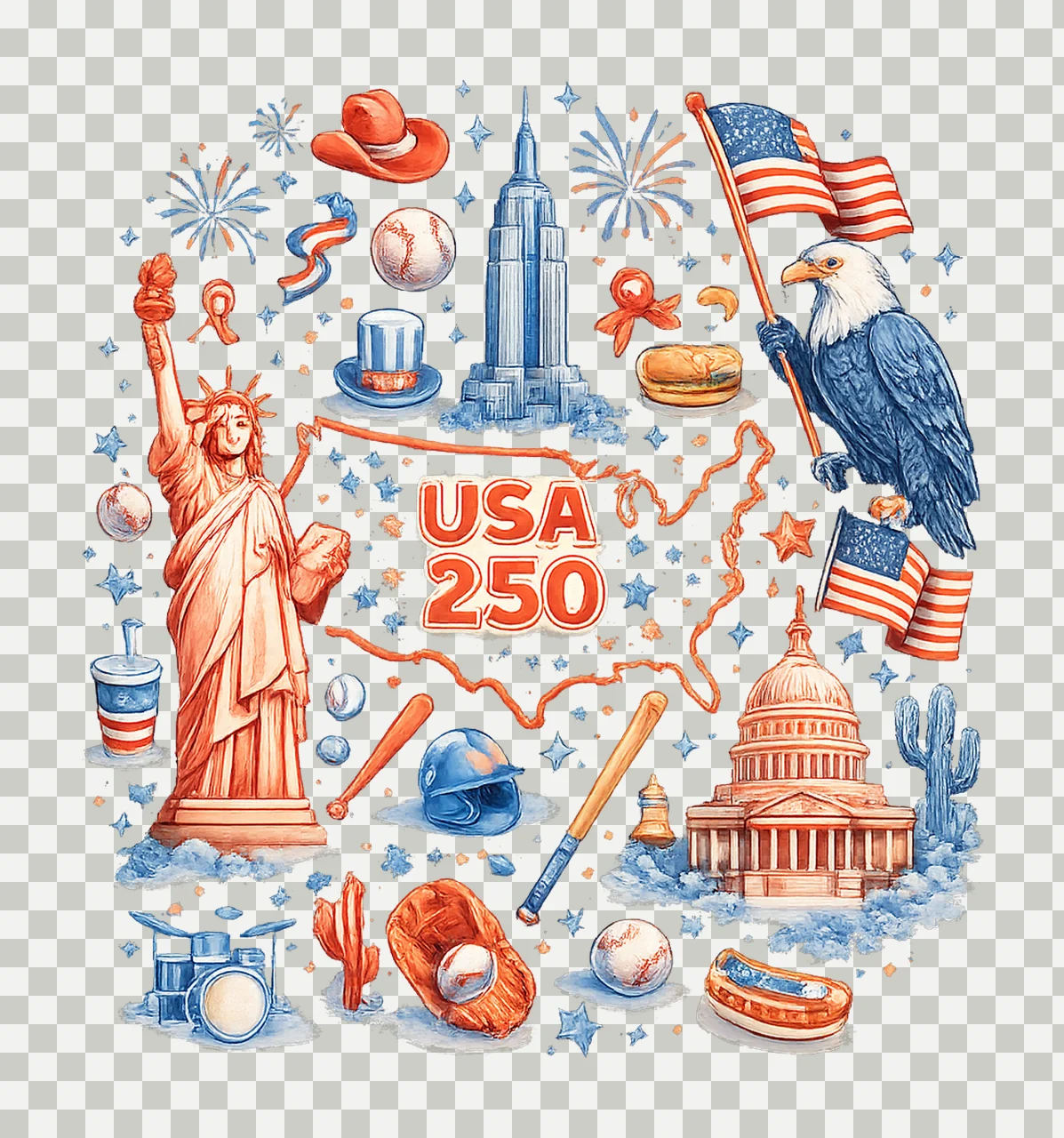 250 Years of Freedom Frog USA 250th Anniversary Design transparency and detail preview thumbnail